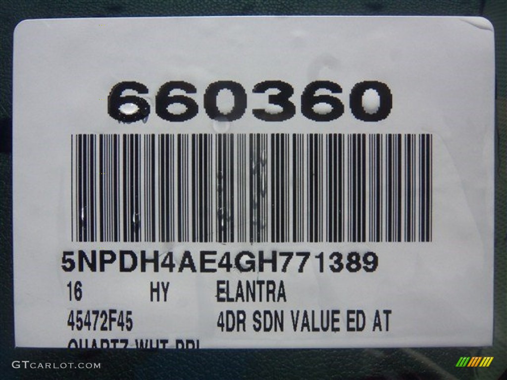 2016 Elantra Value Edition - White / Beige photo #3