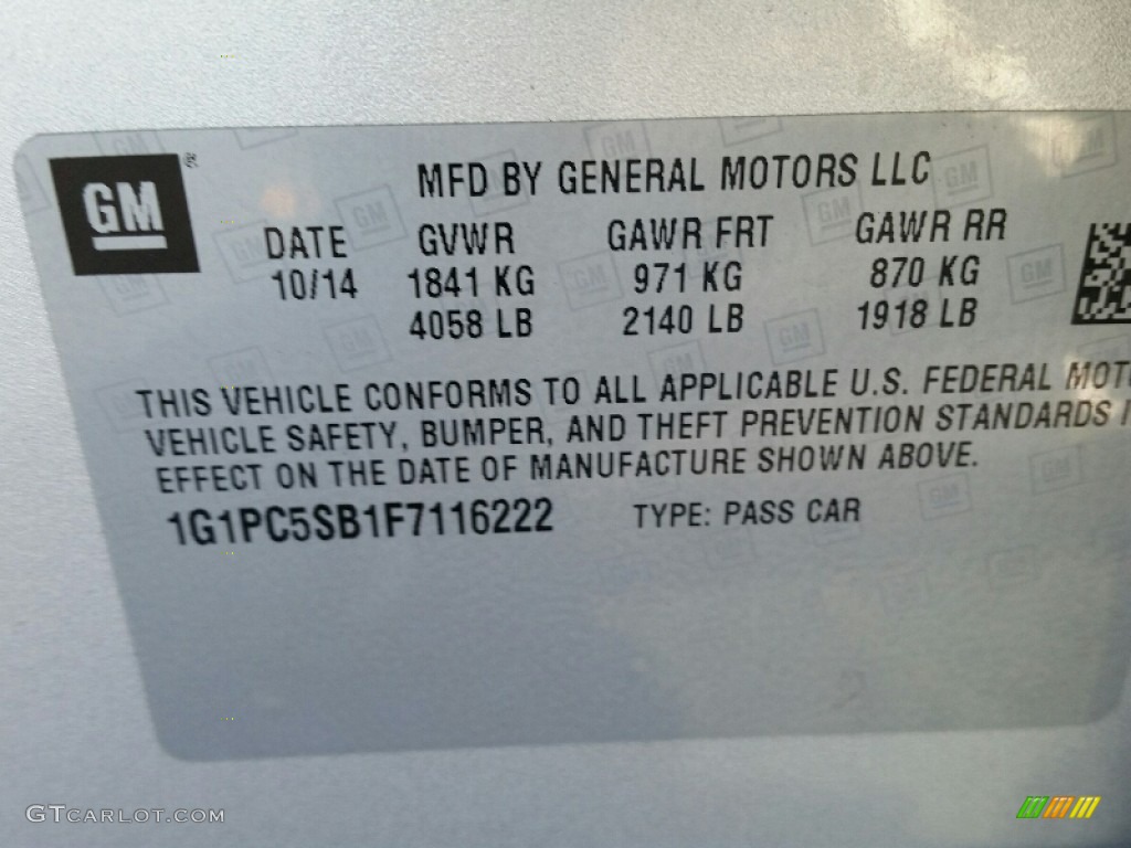 2015 Cruze LT - Silver Ice Metallic / Jet Black/Medium Titanium photo #14