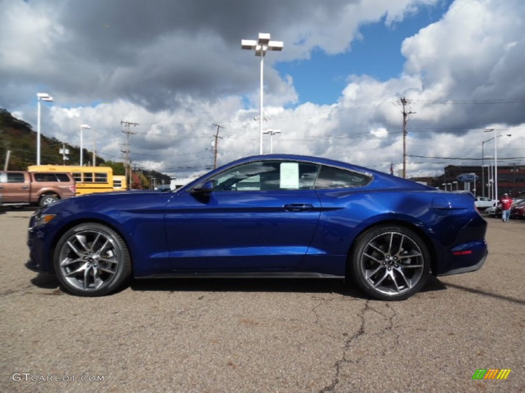 Deep Impact Blue Metallic 2016 Ford Mustang EcoBoost Premium Coupe Exterior Photo #107967902
