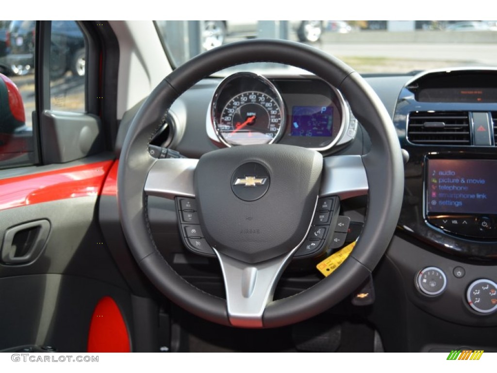 2015 Chevrolet Spark LT Red/Red Steering Wheel Photo #107971481
