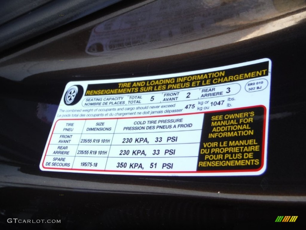2011 Audi Q5 3.2 quattro Info Tag Photo #107974403