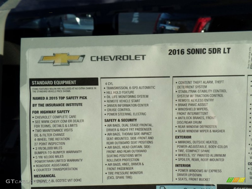 2016 Sonic LT Hatchback - Bright Yellow / Jet Black/Brick photo #59