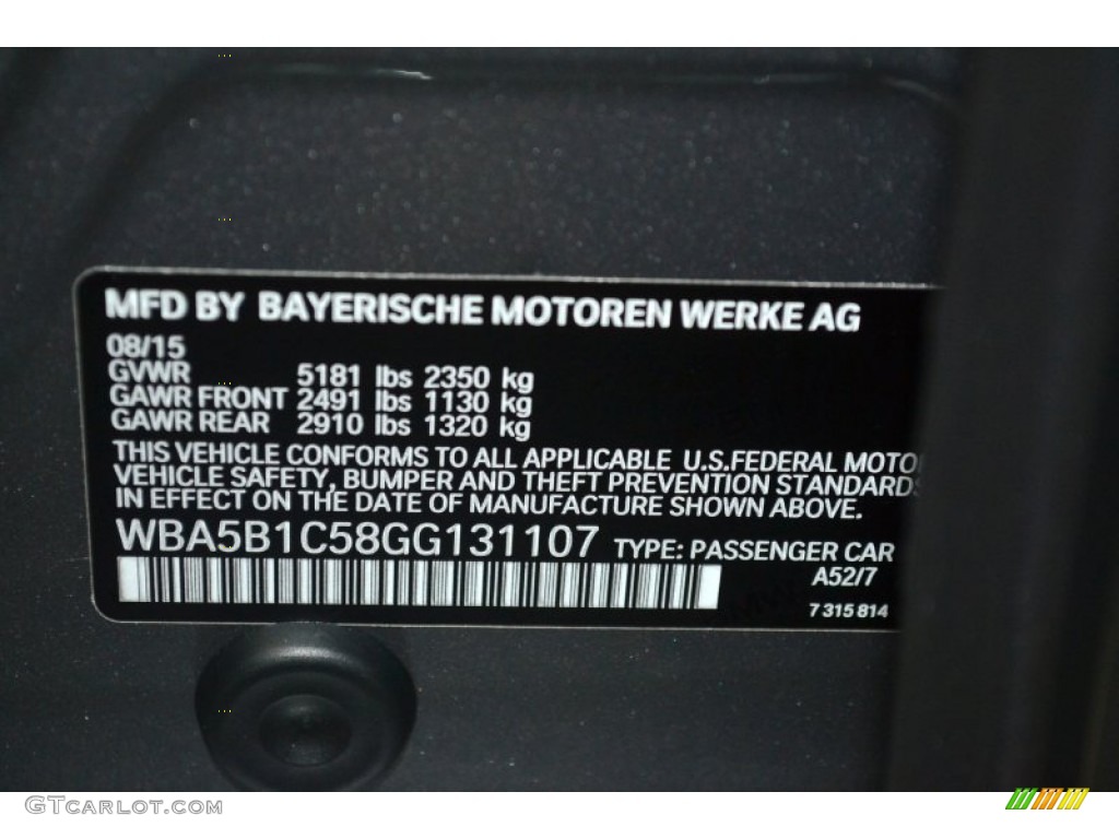 2016 BMW 5 Series 535i Sedan Color Code Photos