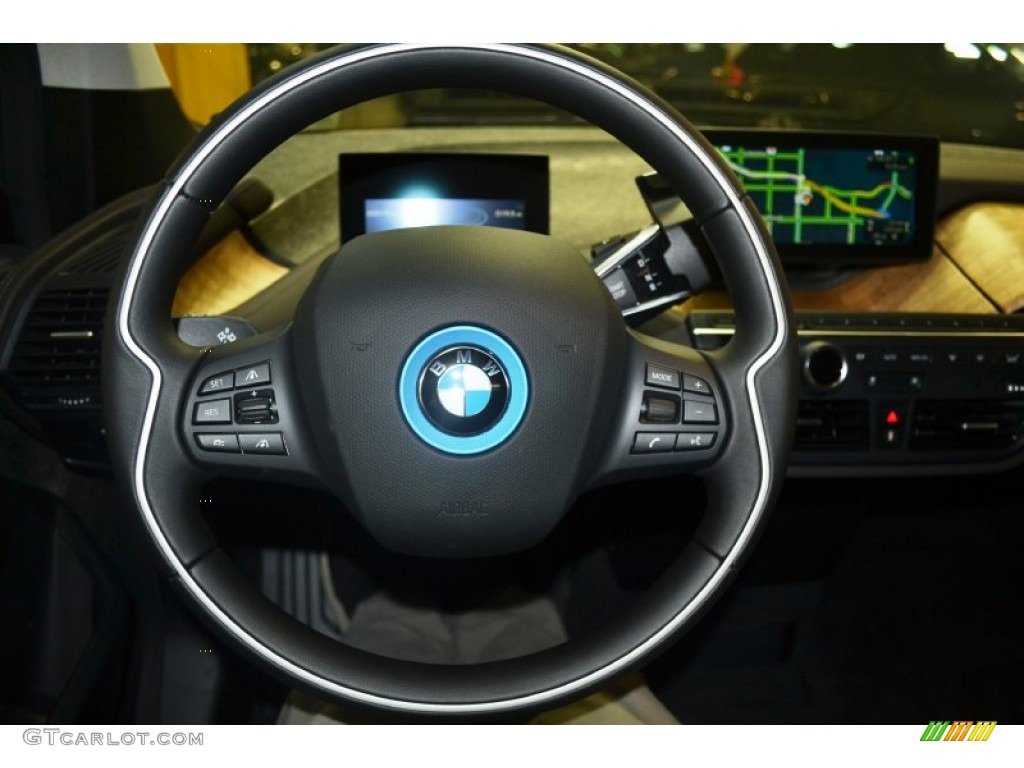 2015 BMW i3 Standard i3 Model Tera Dalbergia Brown Full Natural Leather Steering Wheel Photo #107986877
