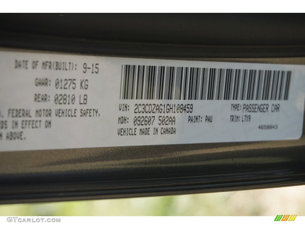 2016 Challenger Color Code PAU for Granite Crystal Metallic Photo #107992547