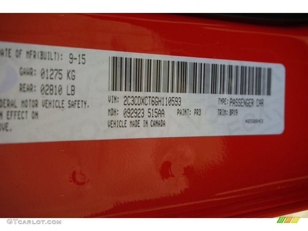 2016 Charger Color Code PR3 for TorRed Photo #107994362