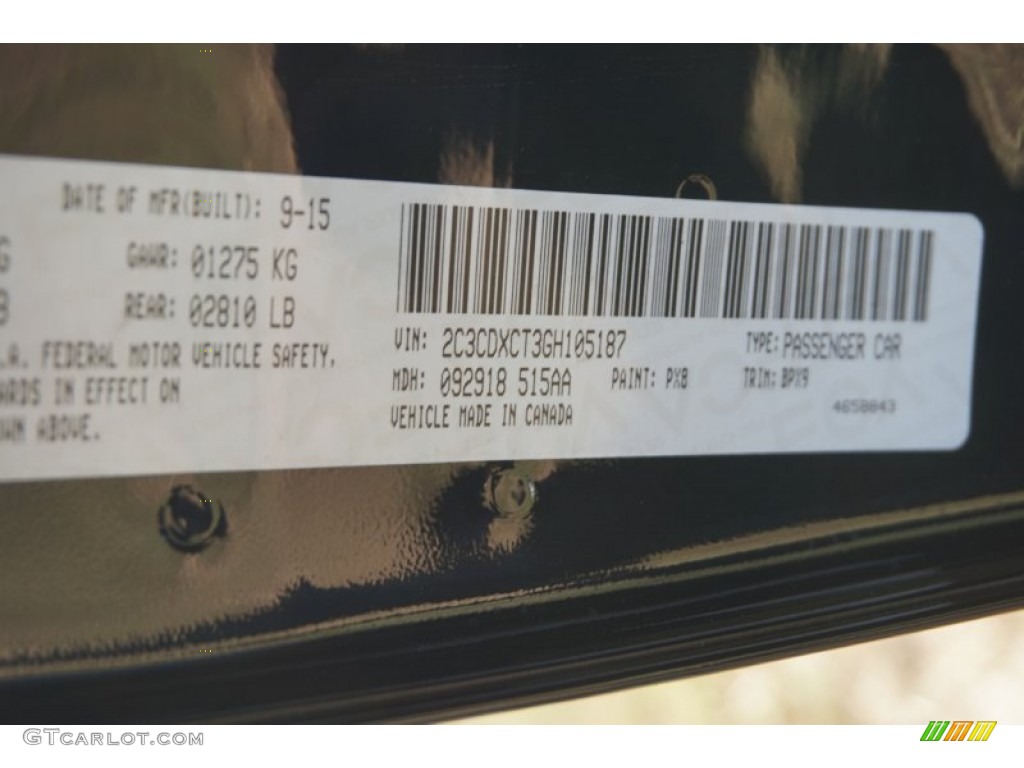 2016 Charger Color Code PX8 for Pitch Black Photo #107994845