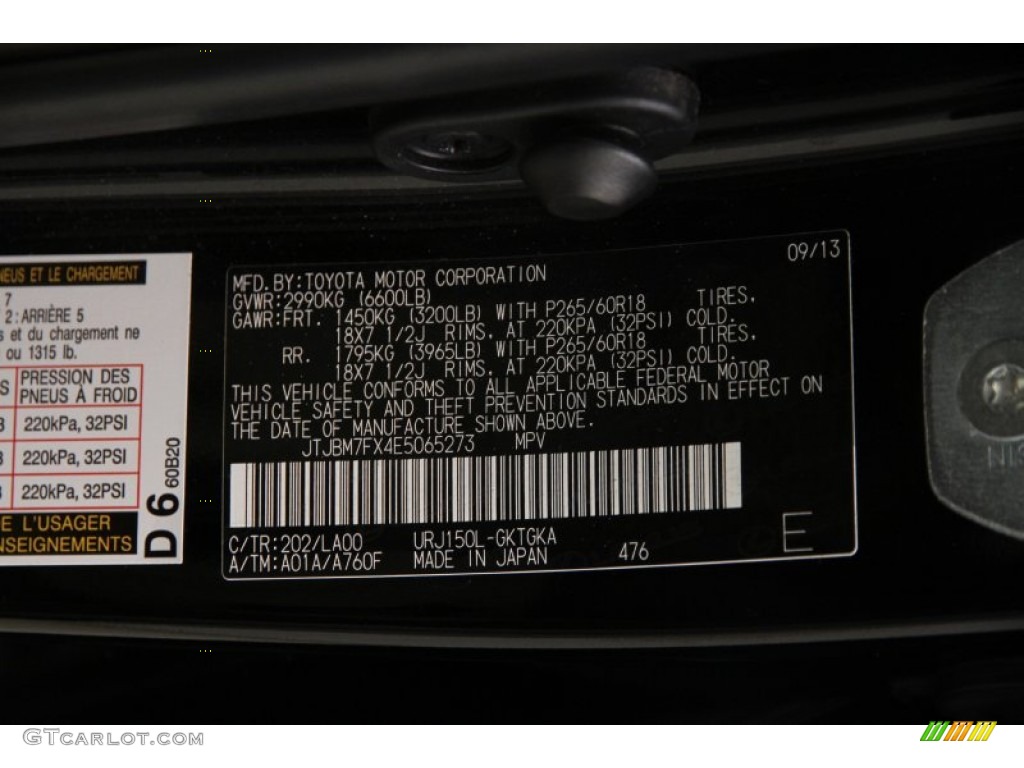 2014 Lexus GX 460 Color Code Photos