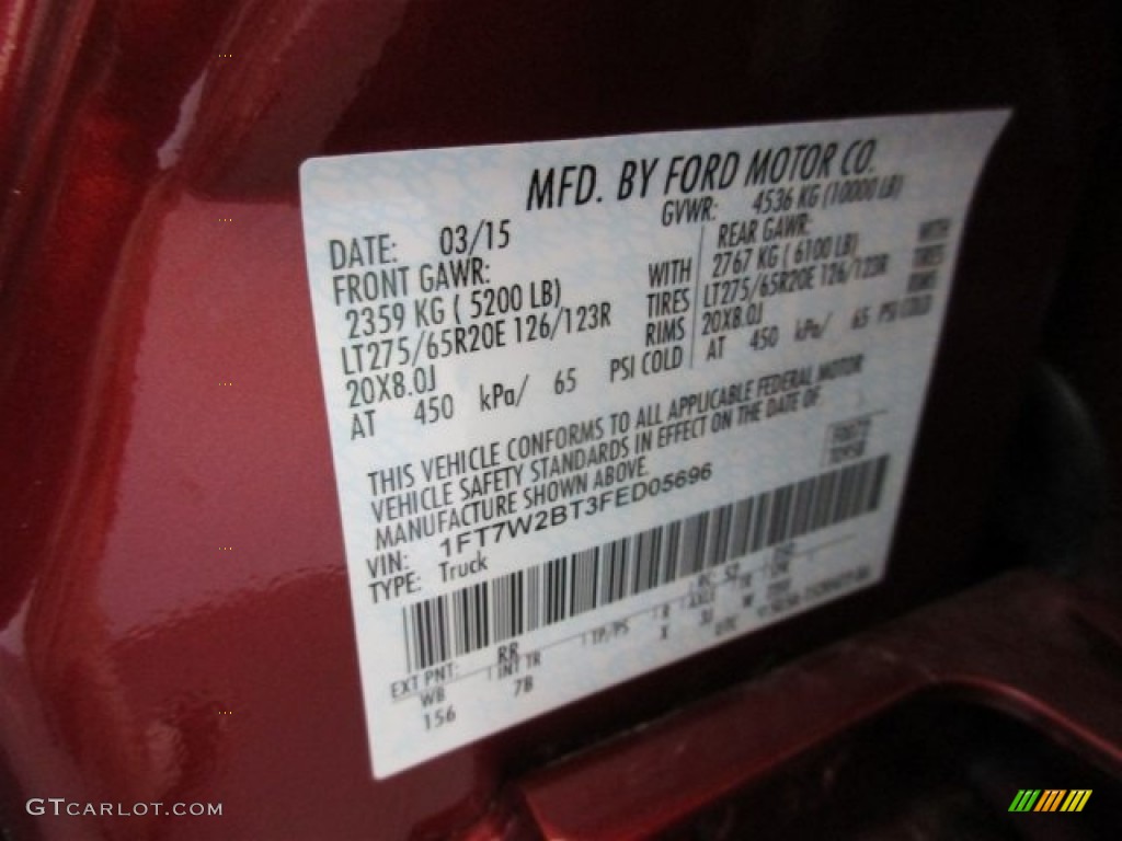 2015 F250 Super Duty Platinum Crew Cab 4x4 - Ruby Red / Platinum Black photo #16