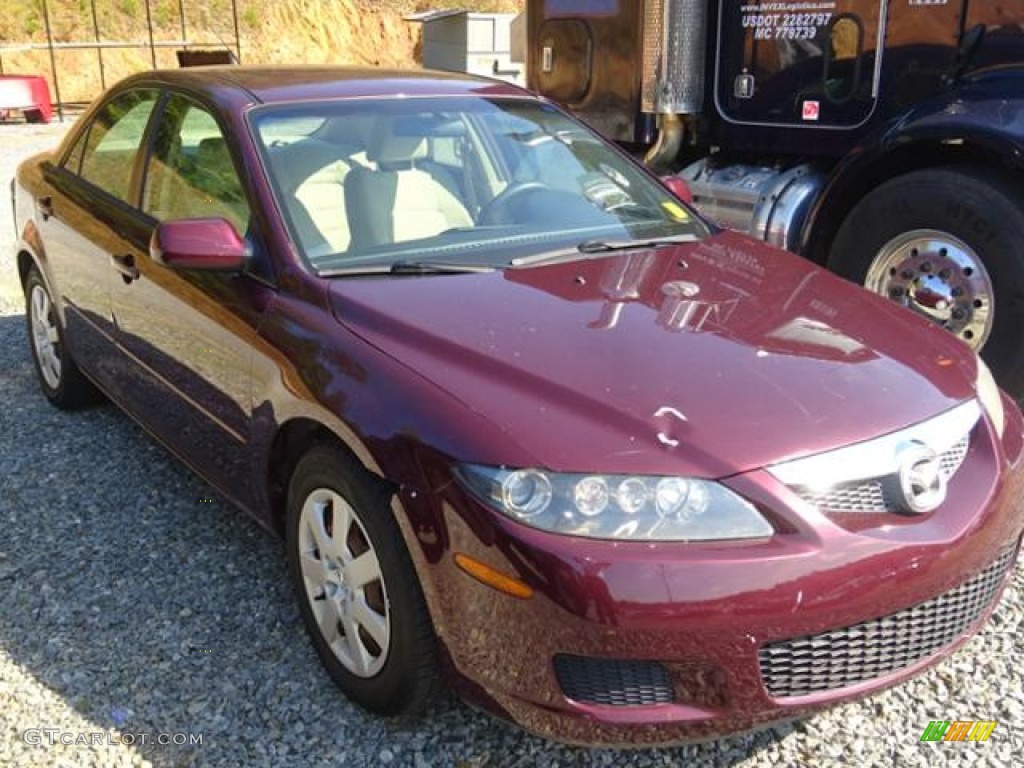 2006 MAZDA6 i Sedan - Dark Cherry Metallic / Beige photo #2