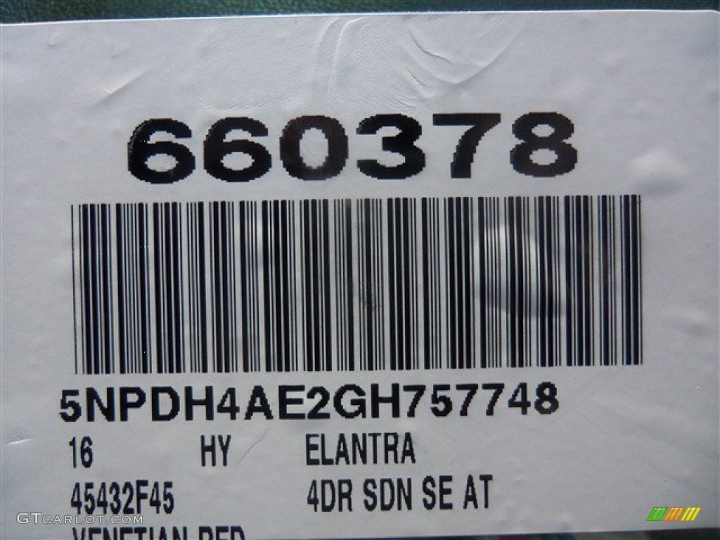 2016 Elantra SE - Red / Gray photo #3
