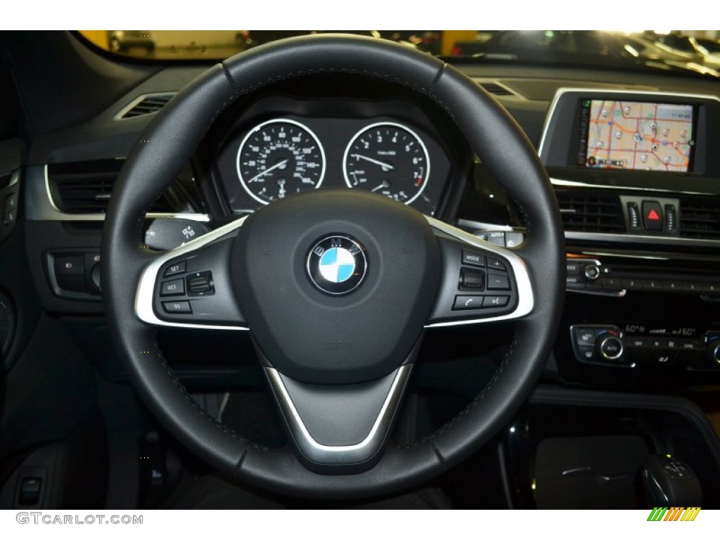 2016 BMW X1 xDrive28i Black Steering Wheel Photo #108066898