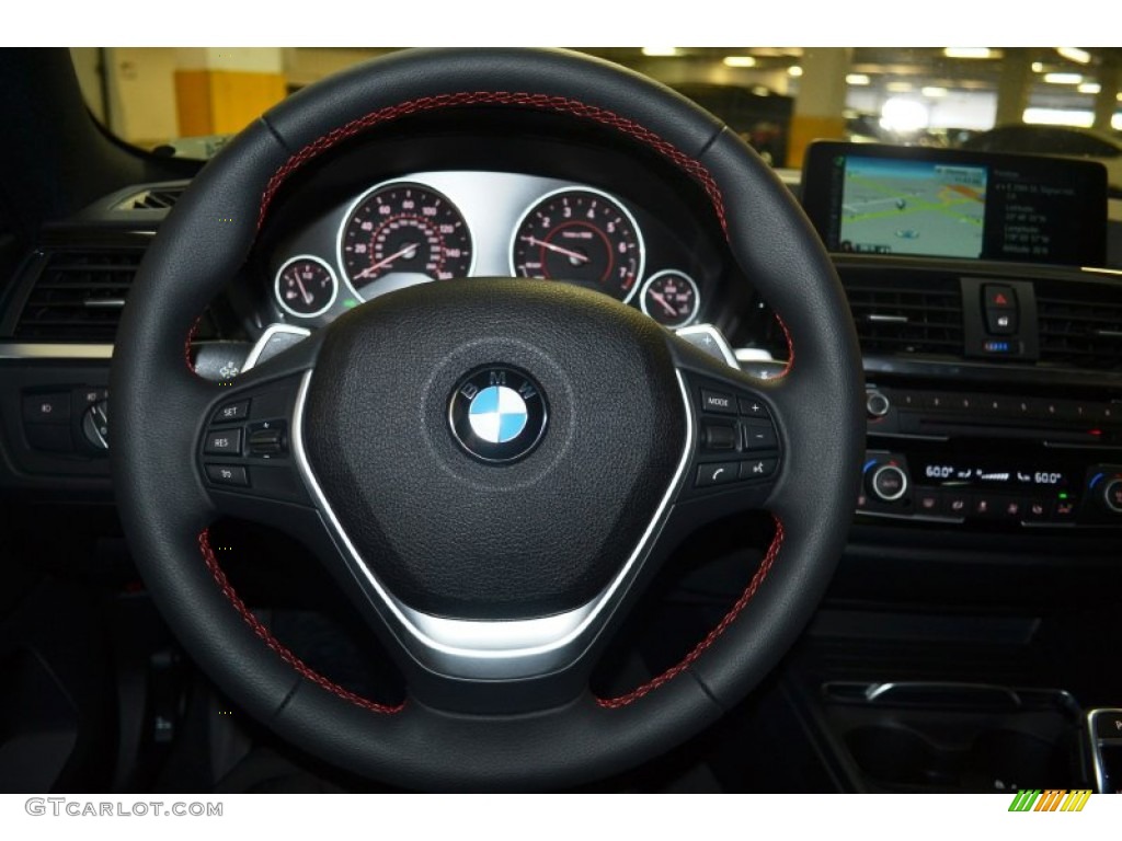 2016 BMW 4 Series 428i Gran Coupe Black Steering Wheel Photo #108067117