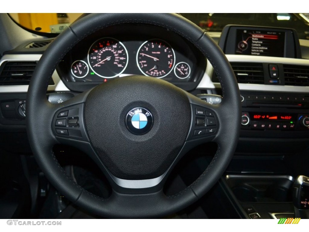 2015 BMW 3 Series 320i Sedan Black Steering Wheel Photo #108067687