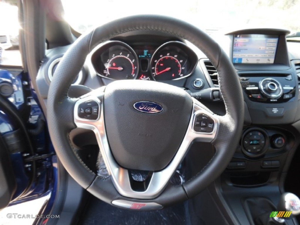 2016 Ford Fiesta ST Hatchback ST Charcoal Black Steering Wheel Photo #108070624