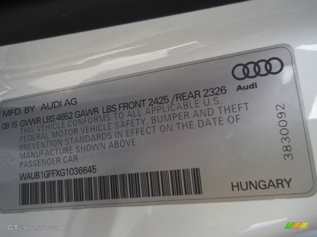 2016 S3 2.0T Premium Plus quattro - Glacier White Metallic / Black/Magma Red photo #40
