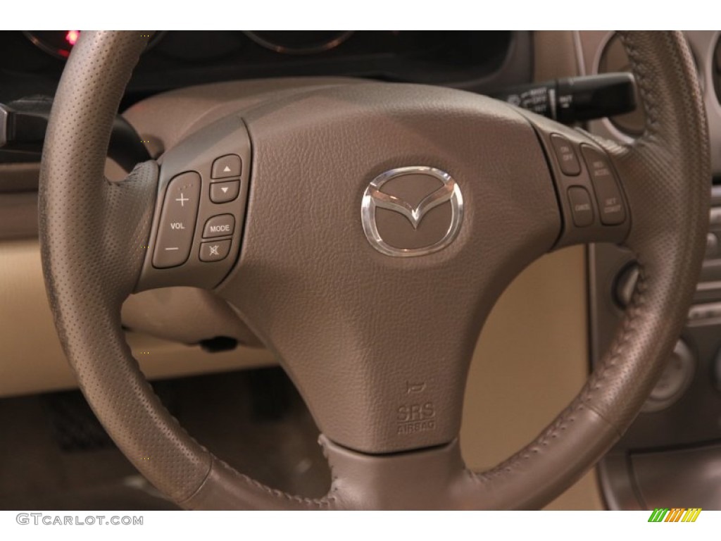 2004 Mazda MAZDA6 s Sedan Beige Steering Wheel Photo #108085070