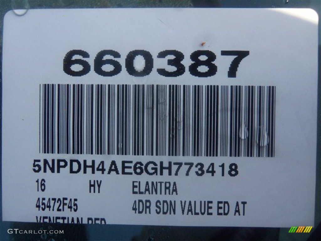 2016 Elantra Value Edition - Red / Black photo #3