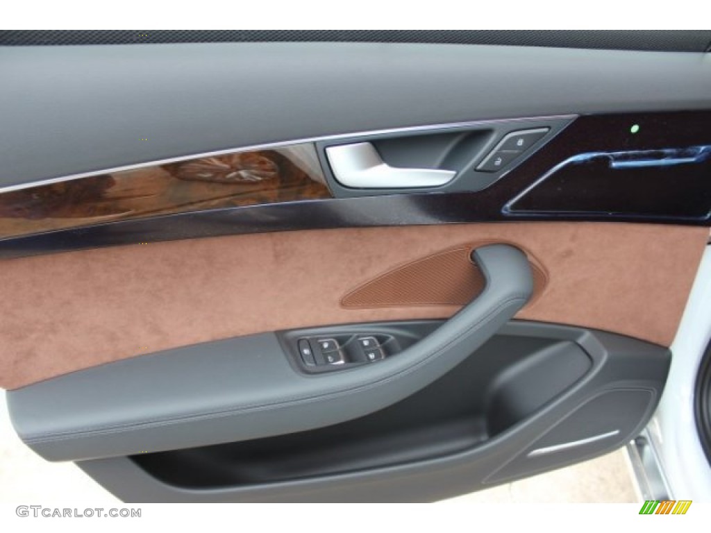 2016 Audi A8 L 3.0T quattro Nougat Brown Door Panel Photo #108099116