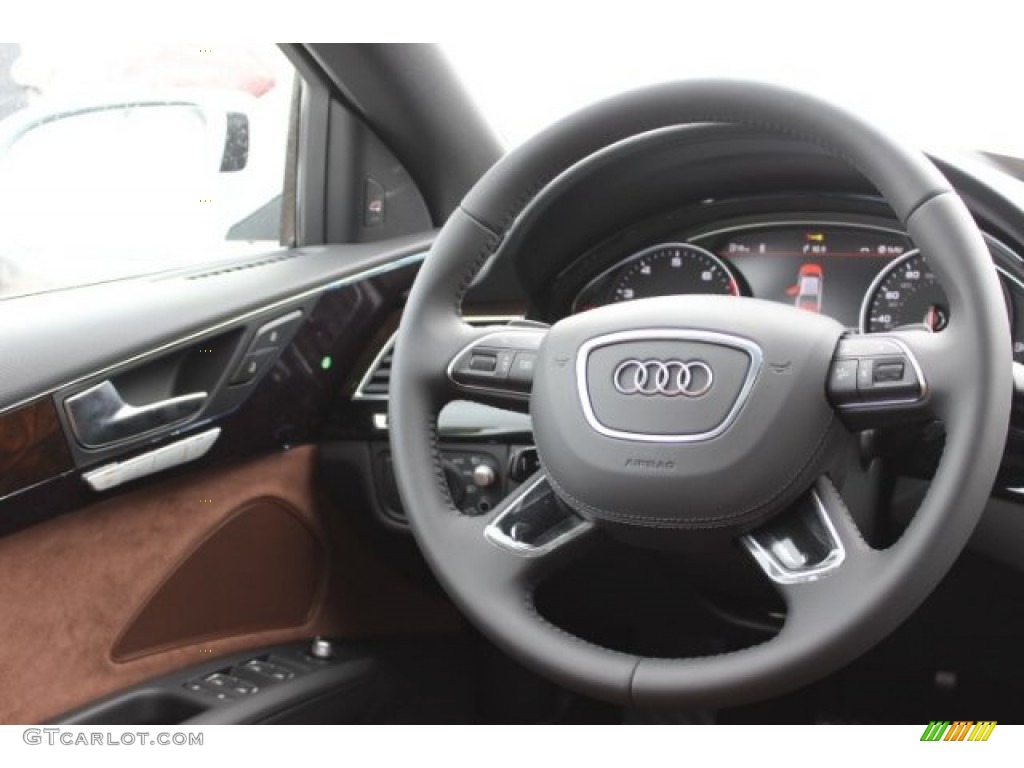 2016 Audi A8 L 3.0T quattro Nougat Brown Steering Wheel Photo #108099218