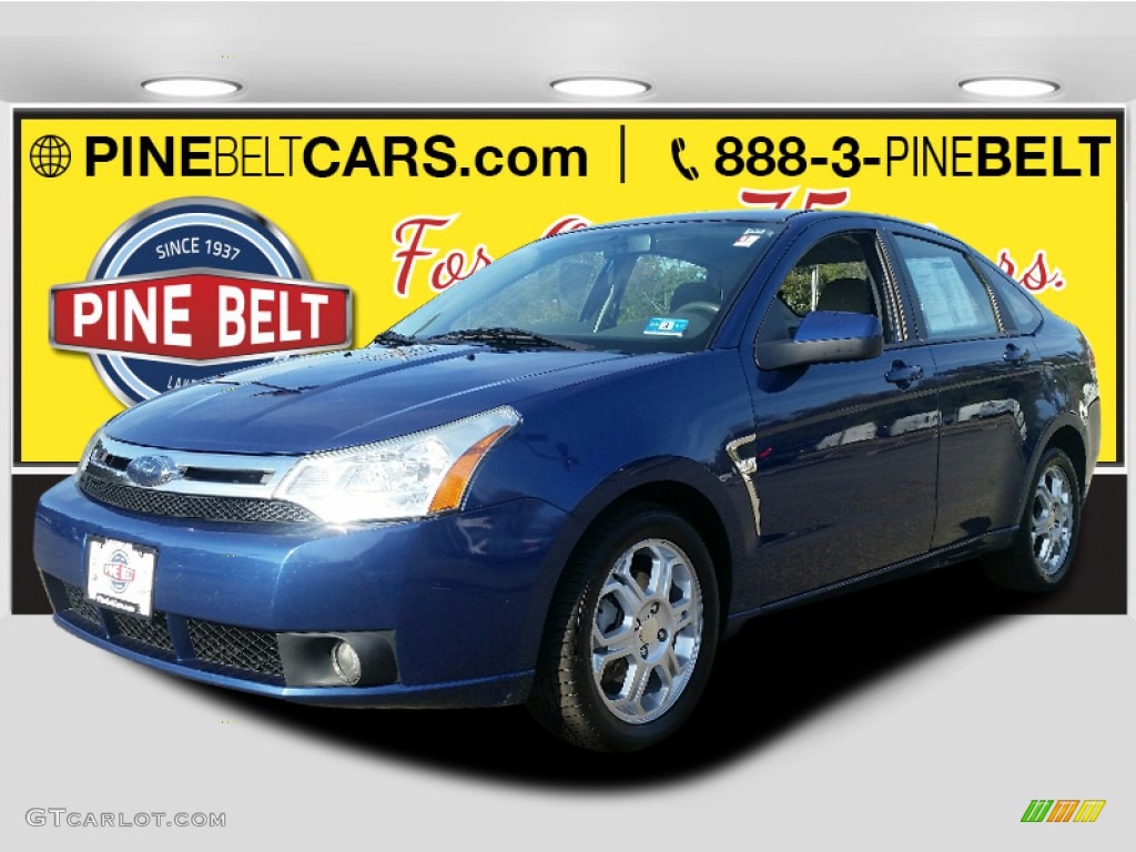 2008 Focus SES Sedan - Vista Blue Metallic / Medium Stone photo #1