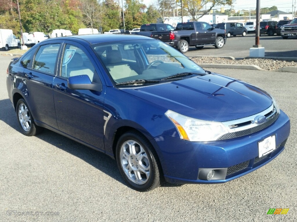 2008 Focus SES Sedan - Vista Blue Metallic / Medium Stone photo #3