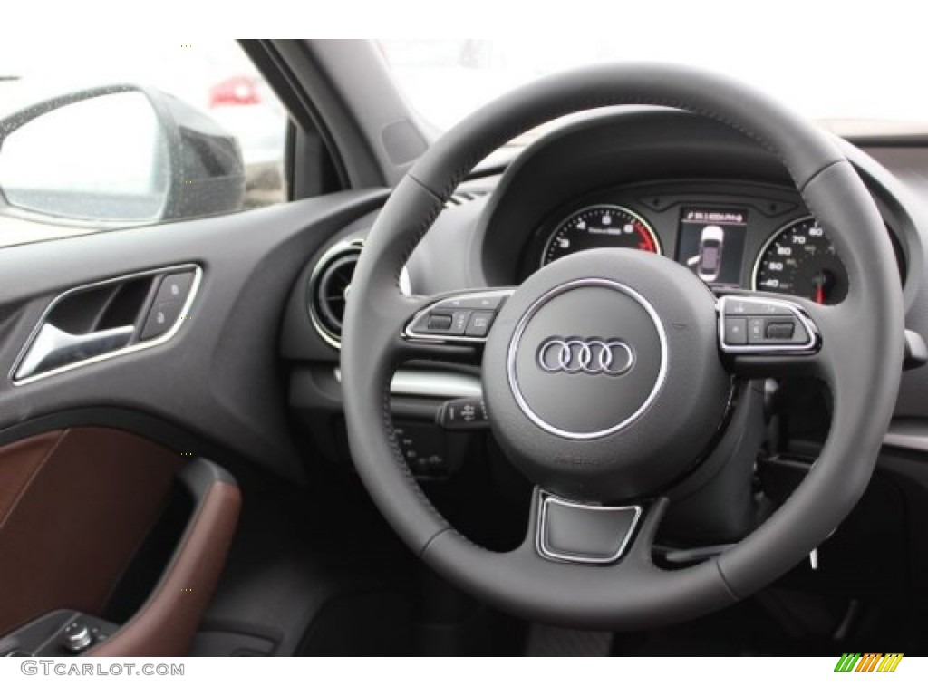2016 Audi A3 1.8 Premium Chestnut Brown Steering Wheel Photo #108101675