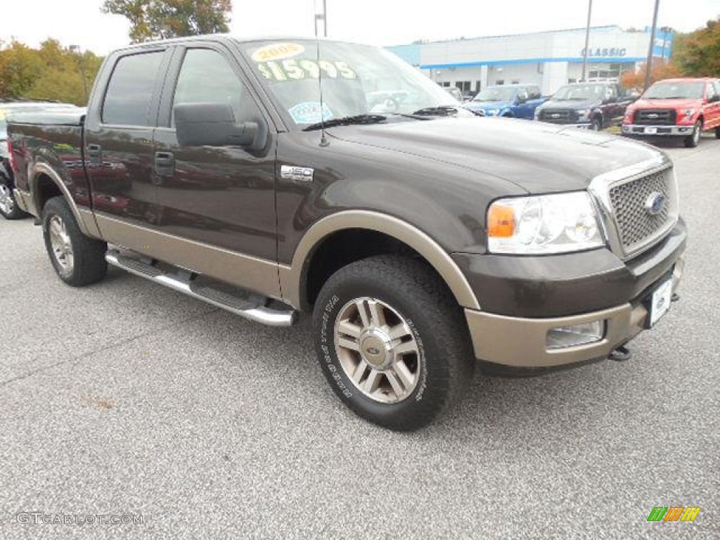 2005 F150 Lariat SuperCrew 4x4 - Dark Stone Metallic / Tan photo #3