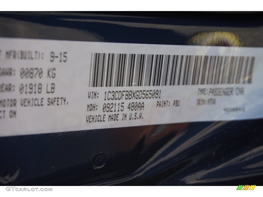 2016 Dart SXT Rallye - True Blue Pearl / Black/Light Tungsten photo #9