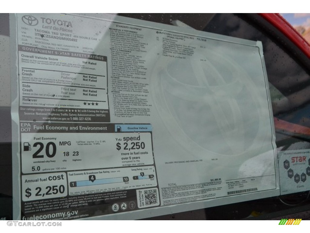 2016 Toyota Tacoma TRD Sport Double Cab 4x4 Window Sticker Photos
