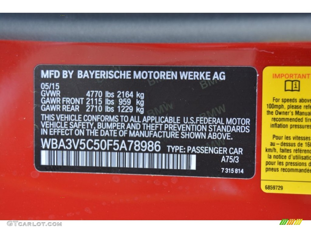 2015 4 Series Color Code A75 for Melbourne Red Metallic Photo #108120795