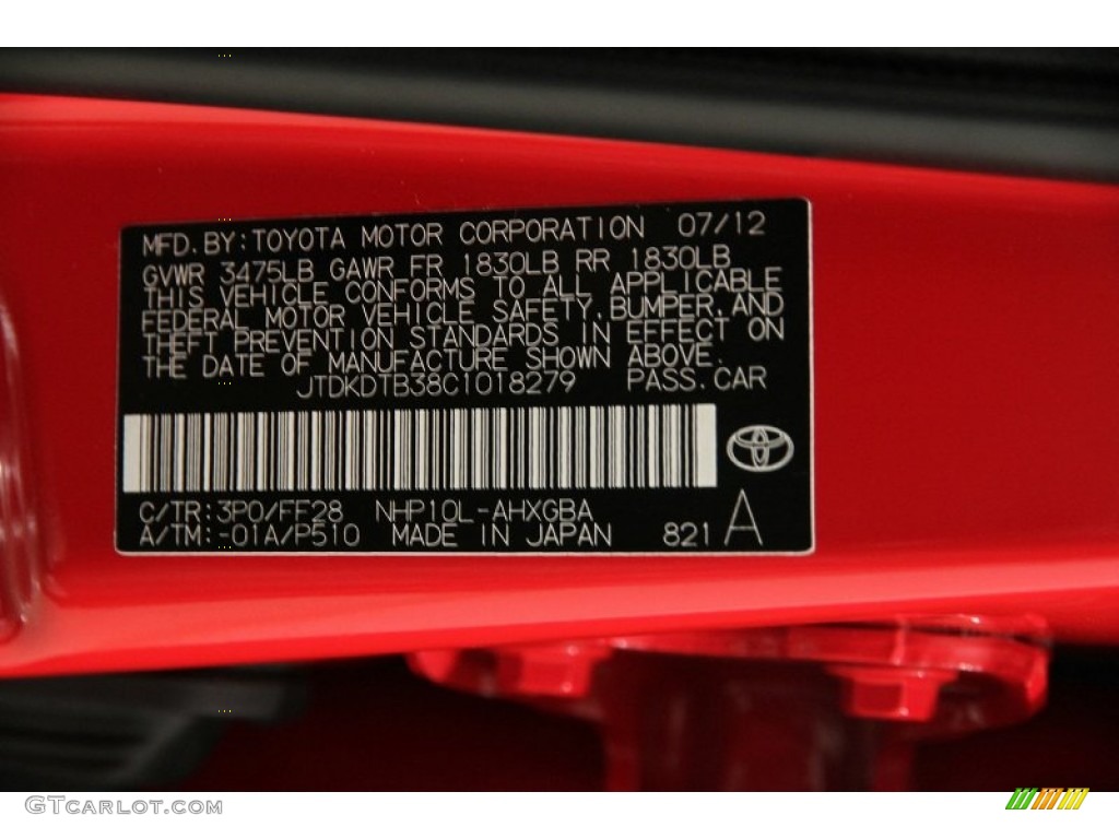 2012 Prius c Hybrid Two - Absolutely Red / Light Blue Gray/Black photo #25