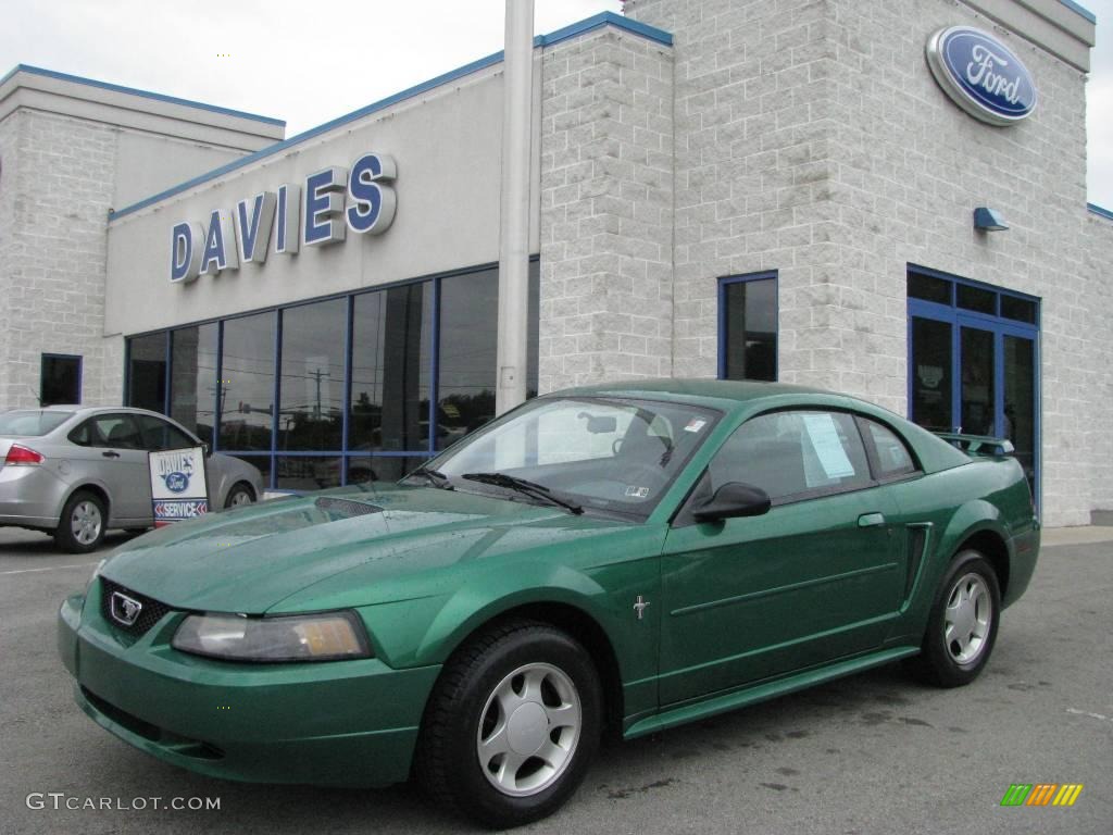 2001 Mustang V6 Coupe - Electric Green Metallic / Dark Charcoal photo #1