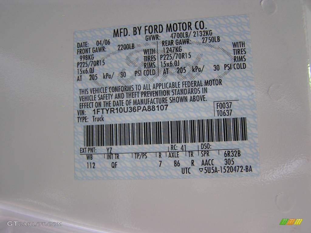 2006 Ranger XL Regular Cab - Oxford White / Medium Dark Flint photo #19