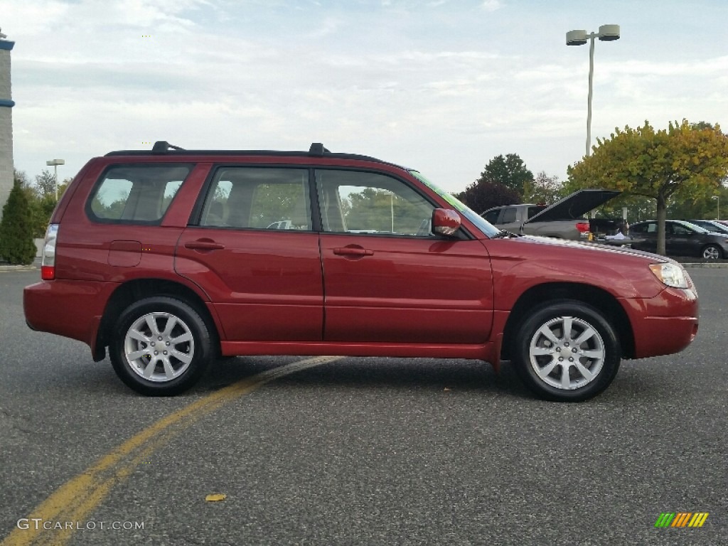2007 Forester 2.5 X Premium - Garnet Red Pearl / Desert Beige photo #2