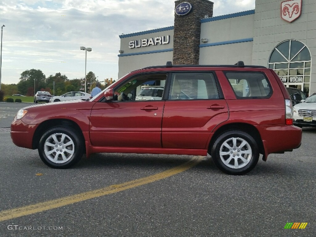 2007 Forester 2.5 X Premium - Garnet Red Pearl / Desert Beige photo #6