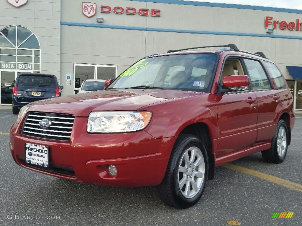 2007 Forester 2.5 X Premium - Garnet Red Pearl / Desert Beige photo #7