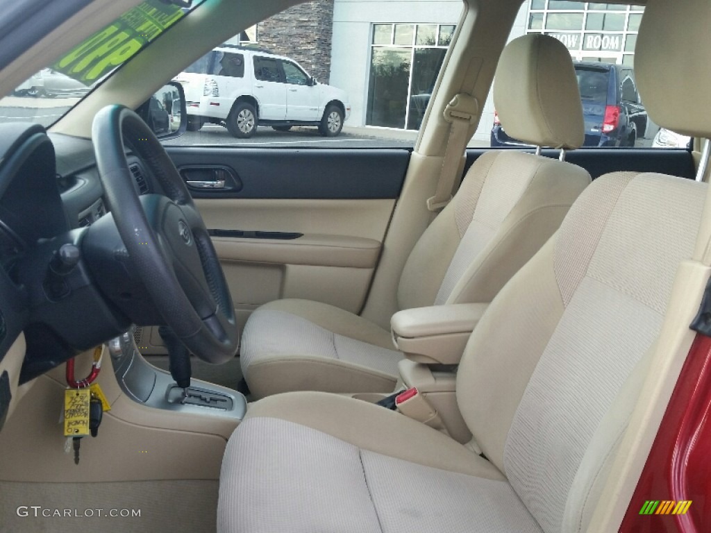 2007 Forester 2.5 X Premium - Garnet Red Pearl / Desert Beige photo #14
