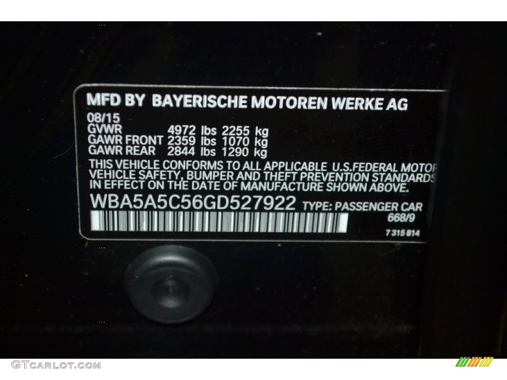 2016 5 Series Color Code 668 for Jet Black Photo #108134751