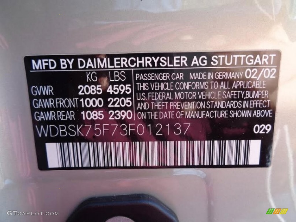 2003 Mercedes-Benz SL 500 Roadster Parts Photos