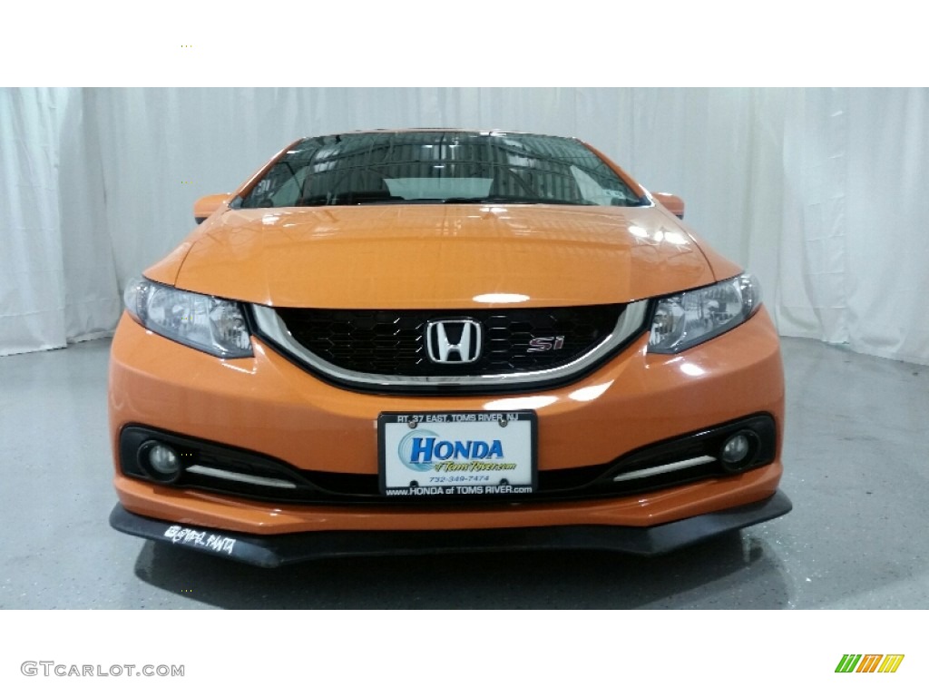 2014 Civic Si Sedan - Orange Fire Pearl / Black/Red photo #2