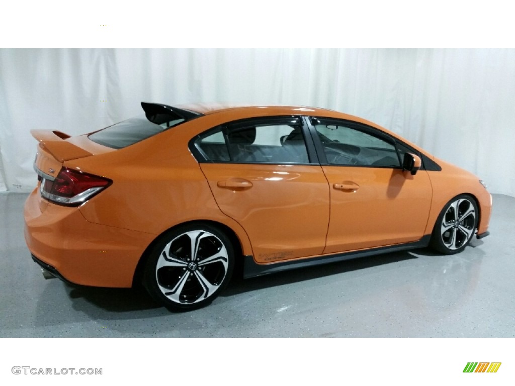 2014 Civic Si Sedan - Orange Fire Pearl / Black/Red photo #6