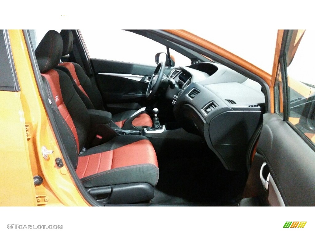 2014 Civic Si Sedan - Orange Fire Pearl / Black/Red photo #9