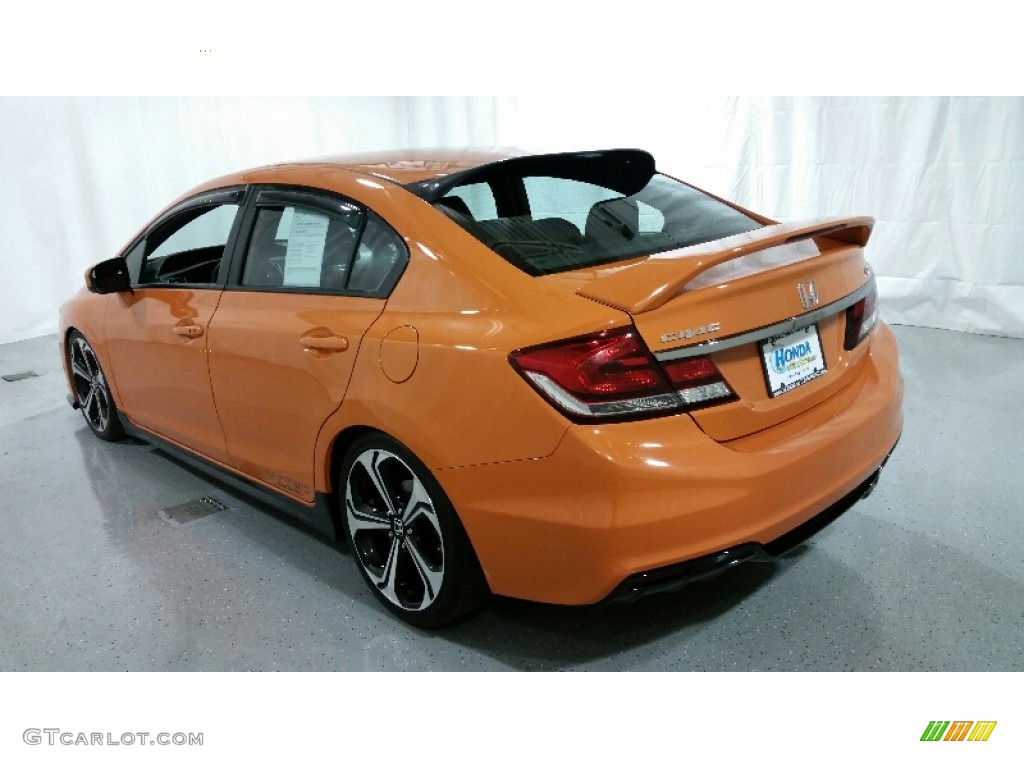 2014 Civic Si Sedan - Orange Fire Pearl / Black/Red photo #14