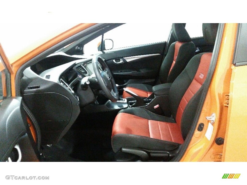 2014 Civic Si Sedan - Orange Fire Pearl / Black/Red photo #24