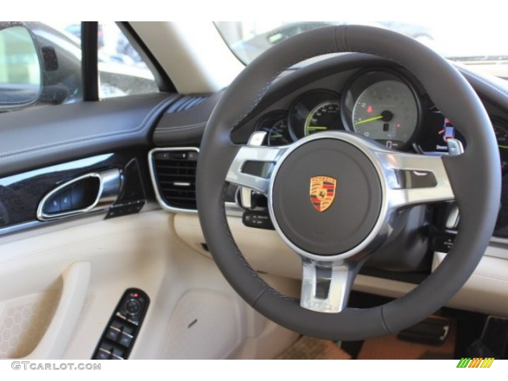 2016 Porsche Panamera S E-Hybrid Agate Grey/Cream Steering Wheel Photo #108150256