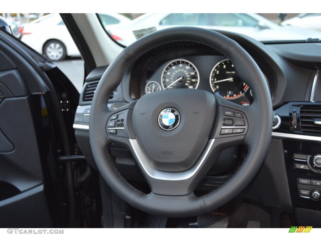 2016 BMW X3 xDrive28i Black Steering Wheel Photo #108159475