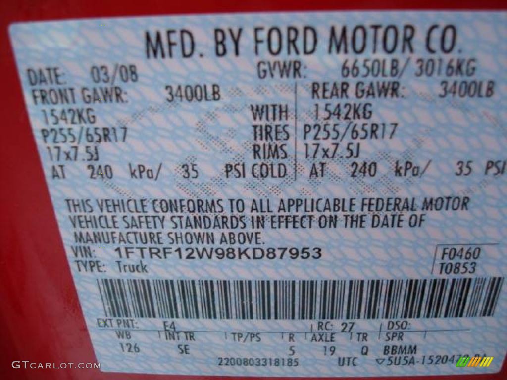 2008 F150 STX Regular Cab - Bright Red / Medium/Dark Flint photo #19