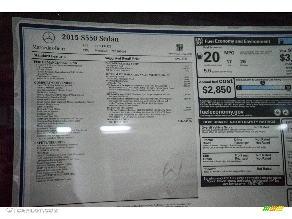2016 Mercedes-Benz CLS AMG 63 S 4Matic Coupe Window Sticker Photo #108168535