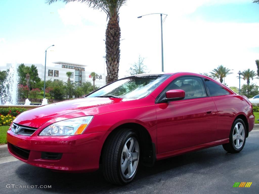 2007 Accord EX V6 Coupe - San Marino Red / Ivory photo #2